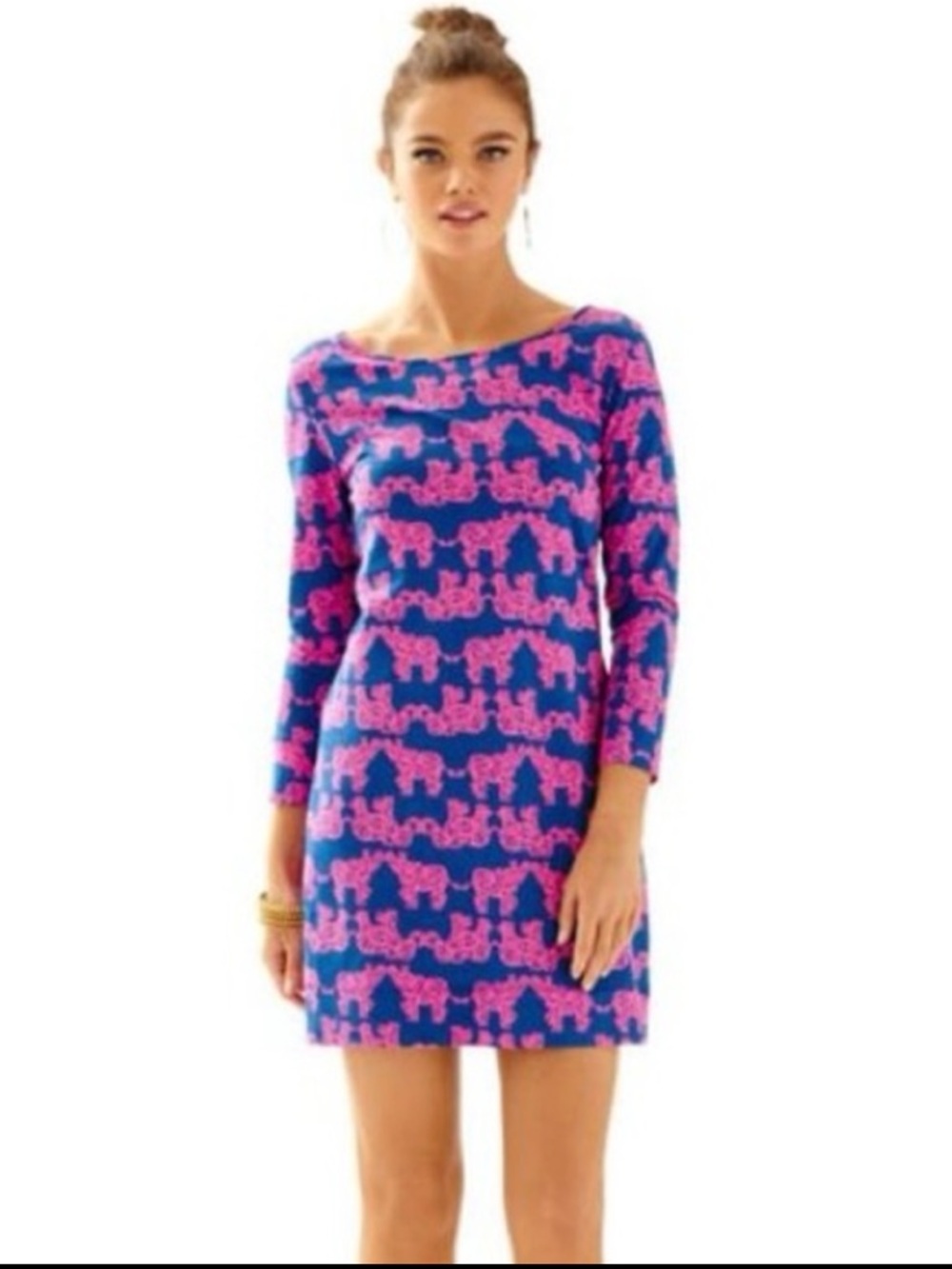 Lilly Pulitzer Marlowe Dress in Indigo Pink Pack Your Trunk Sz M
